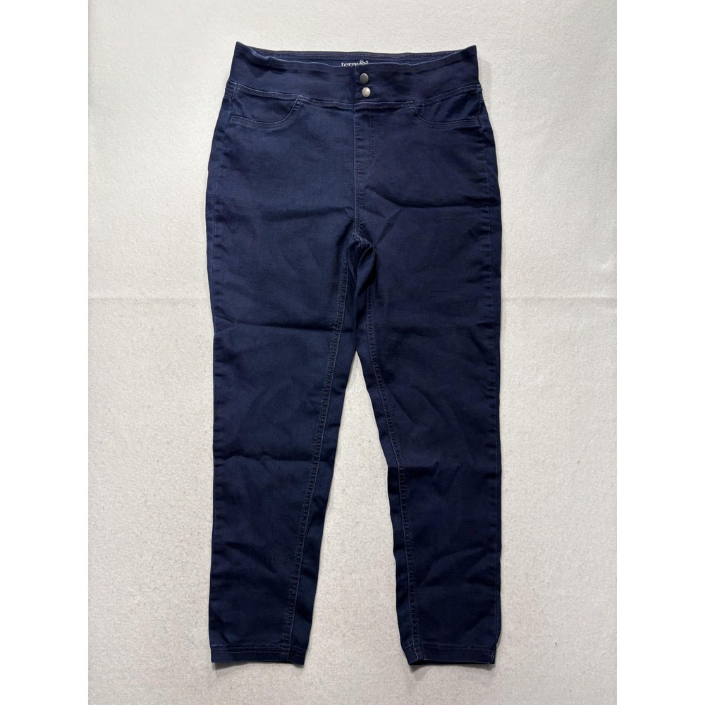 Terra & Sky Jegging Jeans Womens 14W Blue Dark Wash High Rise Slim Stretch 36x28
